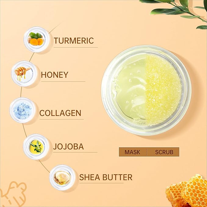 ANAIRUI Lip Therapy Set - Lip Care Kit - Includes Sugar Lip Scrub & Jelly Lip Sleep Mask, Lips Balm & Moisturizer, Dark Lip Care, Moisturizing for Fuller, Softer Lips (Turmeric & Honey)-VivaGrace Women