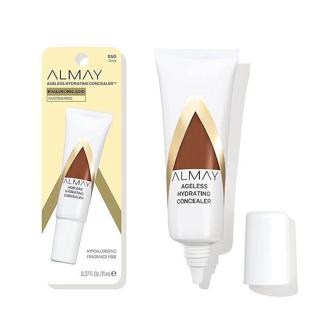 Almay Anti-Aging Concealer, Face Makeup with Hyaluronic Acid, Niacinamide, Vitamin C & E, Hypoallergenic-Fragrance Free, 050 Deep, 0.37 Fl Oz (Pack of 1)-VivaGrace Women