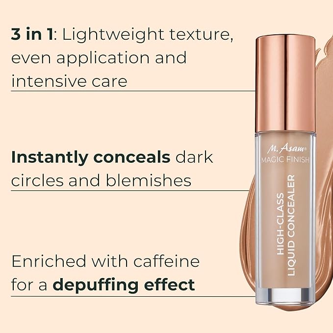 M. Asam MAGIC FINISH HIGHCLASS LIQUID CONCEALER Beige (0.13 fl oz) - 4-in-1 Concealer With Mimic-Lift complex & High Coverage For Dark Circles & Blemishes, Vegan Make Up With Illuminating Pigments-VivaGrace Women