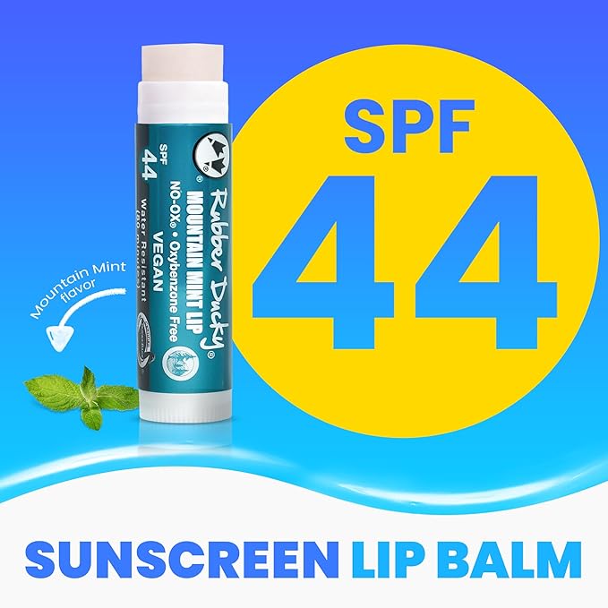 Rubber Ducky | Lip Sunscreen, Lip Balm with SPF 44, Waterproof Sunscreen Lip Balm | Vegan, Untinted, Mint Flavor, with Vitamin E | All Season - Broad Spectrum Sunscreen for Lips-VivaGrace Women