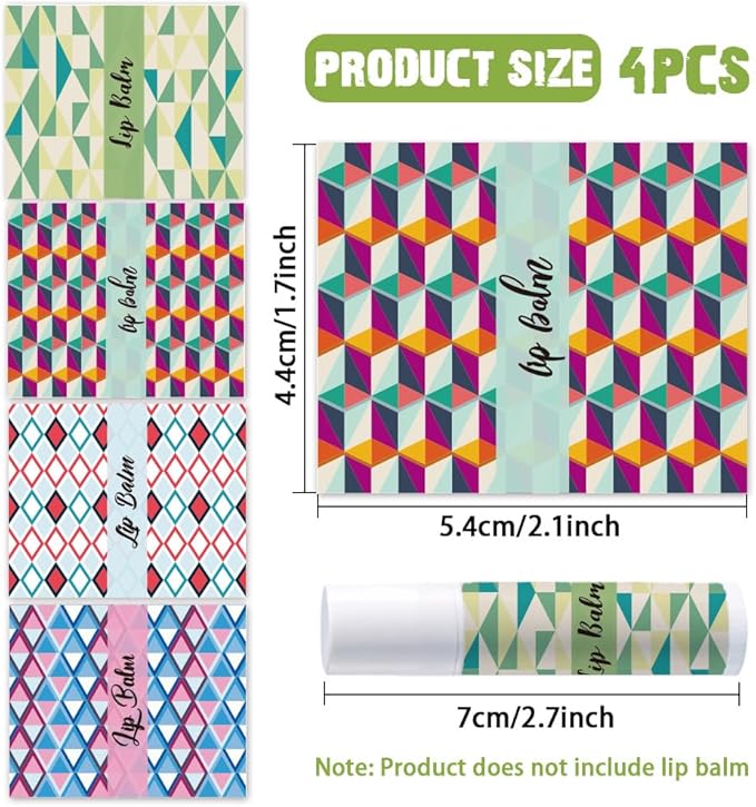 OLYCRAFT 100Pcs Self-Adhesive Lip Balm Tag Stickers 1.7x2.1 inch Waterproof Adhesive Label with Texture Pattern Rectangle Lipstick Tag Sticker for Lip Balm Container Tubes Lipstick Wrapping Decoration-VivaGrace Women