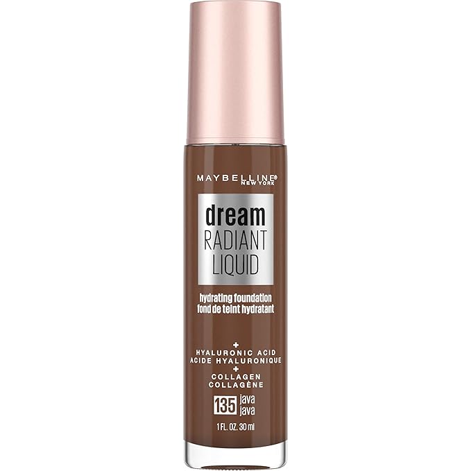 Maybelline Dream Radiant Liquid Medium Coverage Hydrating Makeup, Lightweight Liquid Foundation, Java, 1 Count-VivaGrace Women
