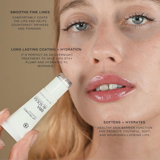 BIBA DE SOUSA The Lip Treatment- Moisturizing Lip Balm with Peptides, Amino Acids & Squalane, Fast Acting Nourishing Balm for Dry, Chapped Lips, Clear & Unscented (0.25 oz)-VivaGrace Women