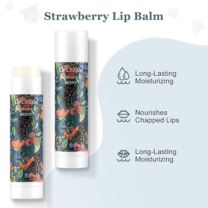 Boobeen Fruit Lip Balm Stick, Lip Repair Stick for Dry Cracked Lips, Moisturizing Lip Care Reduce Fine Lines, Hydrating Lip Balm for Men & Women-VivaGrace Women