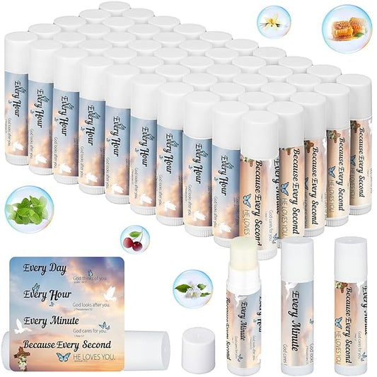 50 Pcs Christian Religious Gifts Bulk Bible Verse Lip Balms Favors Inspirational Scripture Gifts Sunday School Church Christmas Employee Appreciation Gifts for Women Men Staff Coworkers-VivaGrace Women