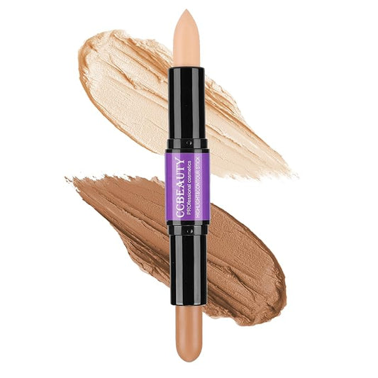 CCbeauty 2-IN-1 Matte Contour Stick Makeup,Cream Dual Highlighter Bronzer Stick, Highlighting & Contouring Kit, Highlight Concealer Sticks for Face Shaping, Long Lasting & Waterproof-VivaGrace Women