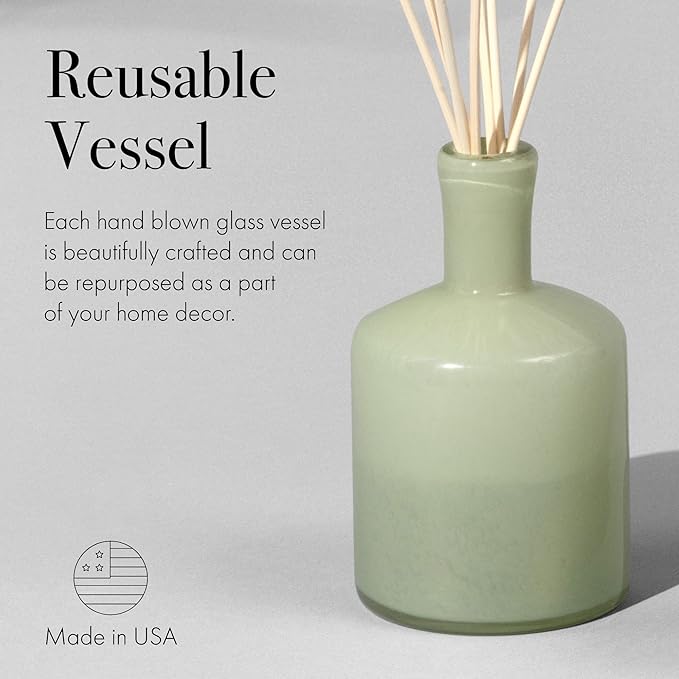 LAFCO New York Signature Reed Diffuser, Fresh Cut Gardenia - 15 oz - Up to 9 Months Fragrance Life - Reusable, Hand Blown Glass Vessel - Natural Wood Reeds - Made in The USA-VivaGrace Women