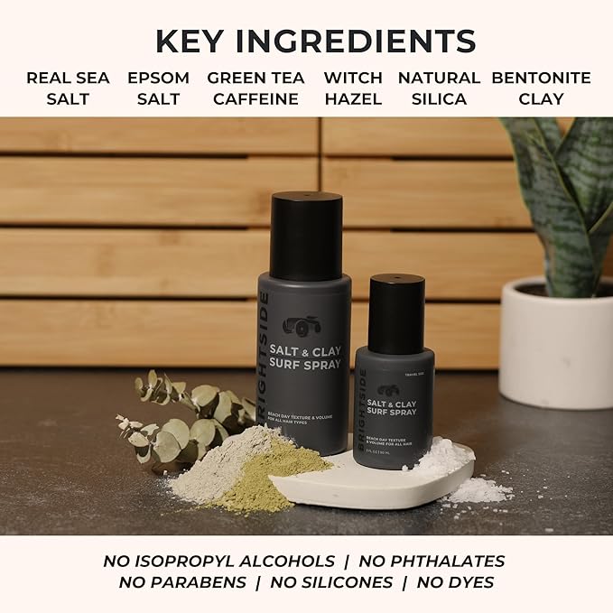 Salt & Clay Surf Spray - Hair Texturizing & Volumizing Spray - Travel Size TSA (3oz) - Sea Salt & Epsom Salt, Natural Clay Blend, Silica, & Green Tea - Beach Style For All Hair Types-VivaGrace Women