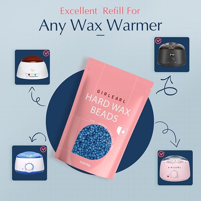 Hard Wax Beads, 1lb Wax Beans for Hair Removal, Hard Wax for Women Sensitive Skin at Home, Wax Refill Perfect for Brazilian Bikini, Eyebrow, Legs, Facial and Full Body with Chamomile Formula-VivaGrace Women