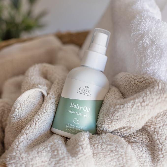 Earth Mama Belly Oil for Dry Skin | Calendula Skin Care Moisturizer Oil to Encourage Natural Elasticity and Help Prevent Stretch Marks During Pregnancy and Postpartum, 4-Fluid Ounce-VivaGrace Women