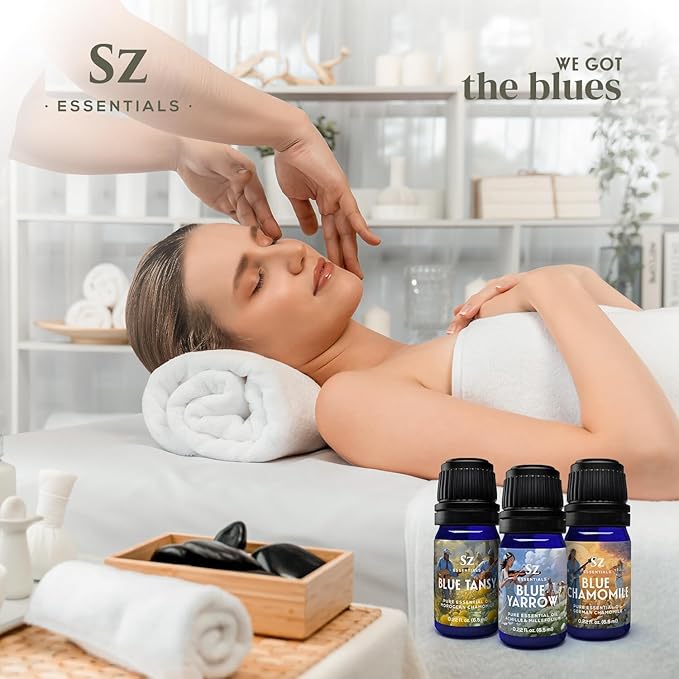 – “We Got The Blues” Essential Oils Set – Blue Tansy, Yarrow & German Chamomile – 3 x 6.5ml Bottles – 100% Pure, Natural, Undiluted – Therapeutic Grade & Vegan-VivaGrace Women