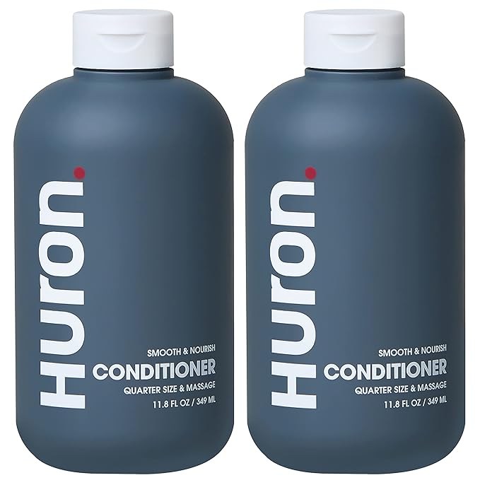 Huron Men’s Conditioner - Lightweight, Hydrating Conditioner - Eliminates Frizzy Hair, Moisturizes, & Restores Shine - Clean & Invigorating Scent - 100% Vegan Ingredients & Cruelty-Free - 11.8 Fl Oz (2 Pack)-VivaGrace Women