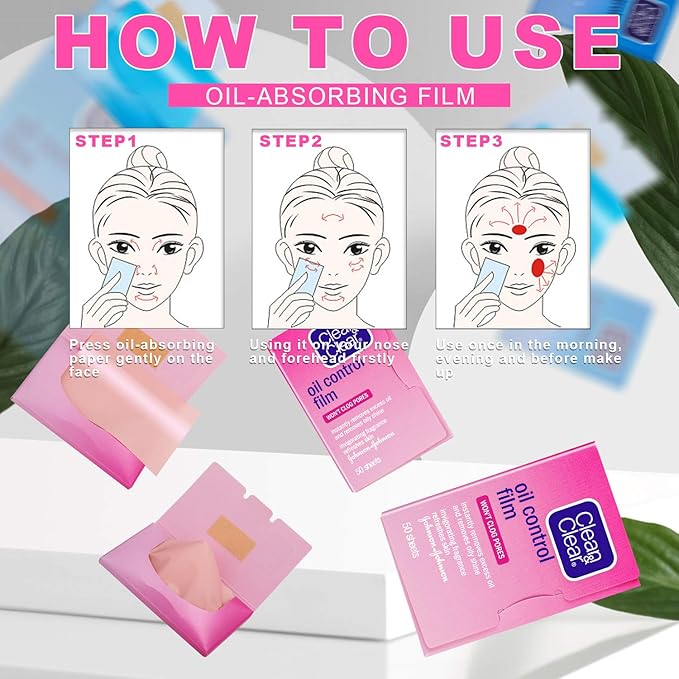 Oil Control Film Replacment for Clean & Clear Oil-absorbing Sheets,3 Pack (Grapefruit Fragrance) Oil Blotting Sheets For Face,Makeup Friendly High-performance Handy Face Blotting Paper for Oily Skin-VivaGrace Women