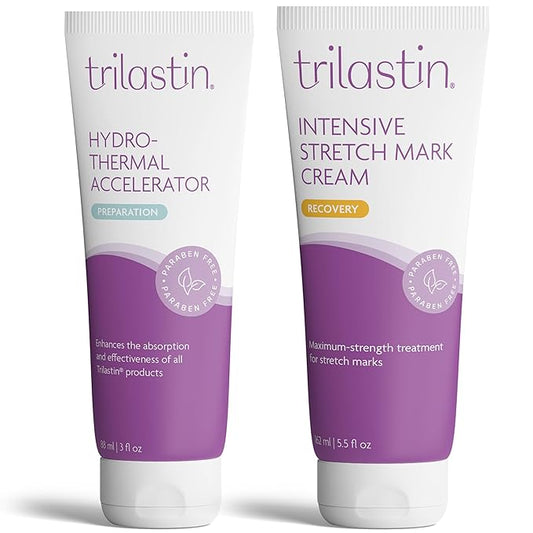 TriLASTIN-SR Intensive Stretch Mark Cream Bundle with Hydro-Thermal Accelerator (5.5 & 3 oz) | Fast-Acting Stretch Marks Cream with Absorption Enhancing Serum | Hypoallergenic & Paraben-free-VivaGrace Women