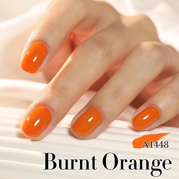 Double Rhythm 0.50 OZ Gel Polish Hema Free Same Color Same Bottle Golden Round Translucent Neutral Natural Milky 15 ML Jelly UV Polish Art DIY at Home (Burnt Orange-C1448)