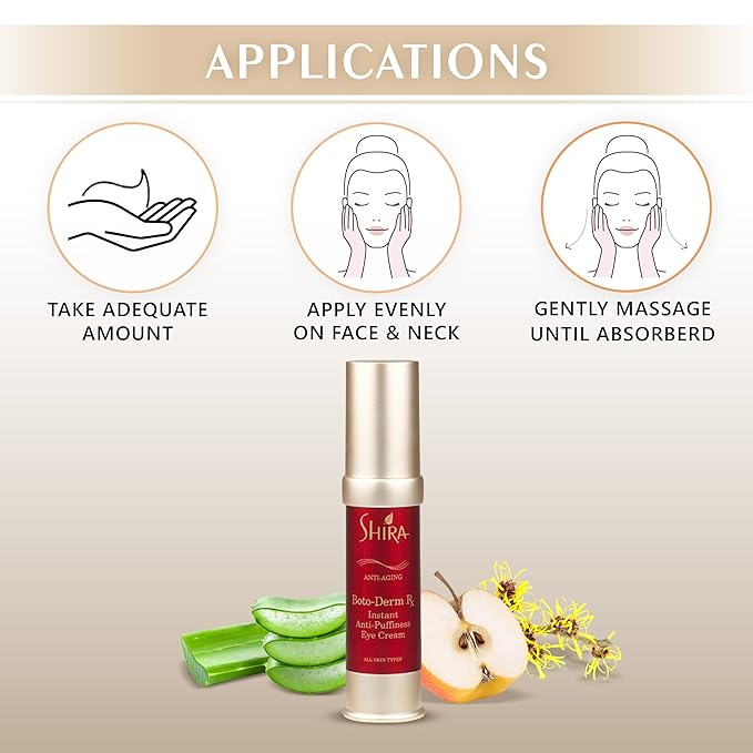 Shira Boto-Derm Rx Instant Anti-Puffiness Eye Cream- for Wrinkles Dark Circles Eye Bags Fine Lines Anti Aging And Tired-Looking Eyes. (2.2 oz.)-VivaGrace Women