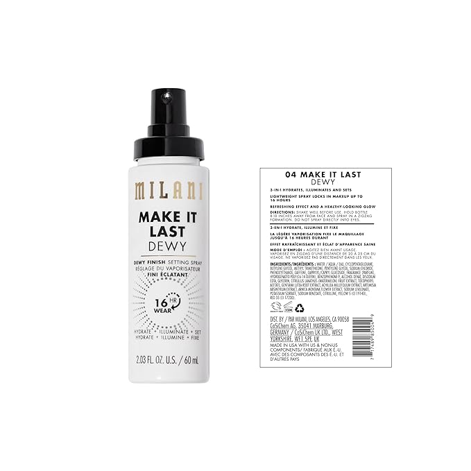 Milani Make It Dewy Setting Spray 3 in 1- Hydrate + Illuminate + Set (2.03 Fl. Oz.) Makeup Finishing Spray - Makeup Primer & Hydrating Setting Spray-VivaGrace Women