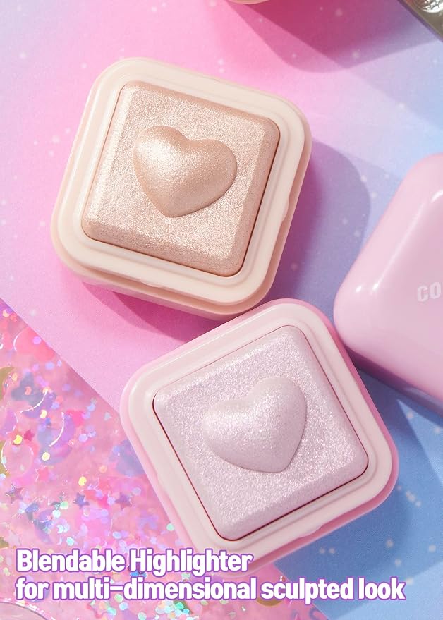 COLORGRAM Milk Bling Heartlighter 01 Peach Heart | Silky Smooth Versatile Creamy Highlighter with Shimmery Finish, Soft and Natural Glow Perfect for Daily Makeup-VivaGrace Women