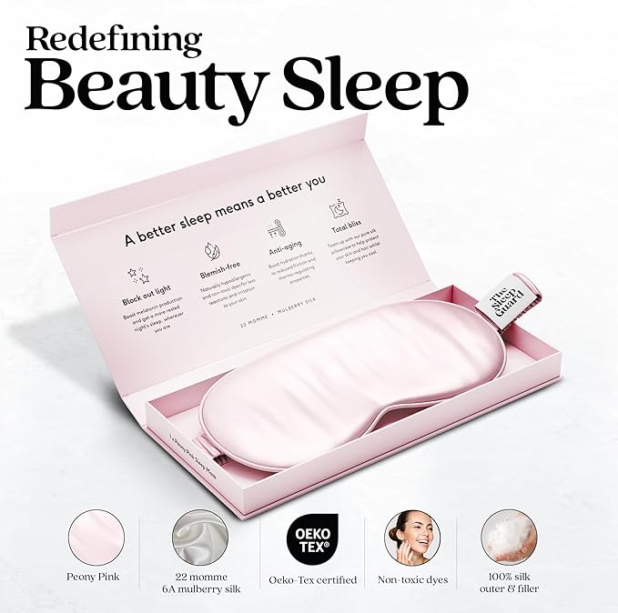 Pure Silk Sleep Mask [100% 6A Mulberry Silk, 22 Momme] Light Blocking Travel Essentials. Eye Masks for Sleeping. Black Oeko-Tex Blindfold. Eye Covers for Men & Women-VivaGrace Women