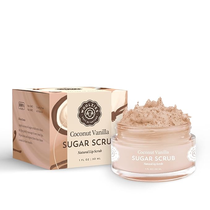 Sugar Lip Scrub | Ultra-Hydrating Exfoliator & Moisturizer for Dry or Chapped Lip | Shea Butter and Raw Sugar Scrubs | Pure & Natural | 1 Fl Oz (Coconut Vanilla)-VivaGrace Women