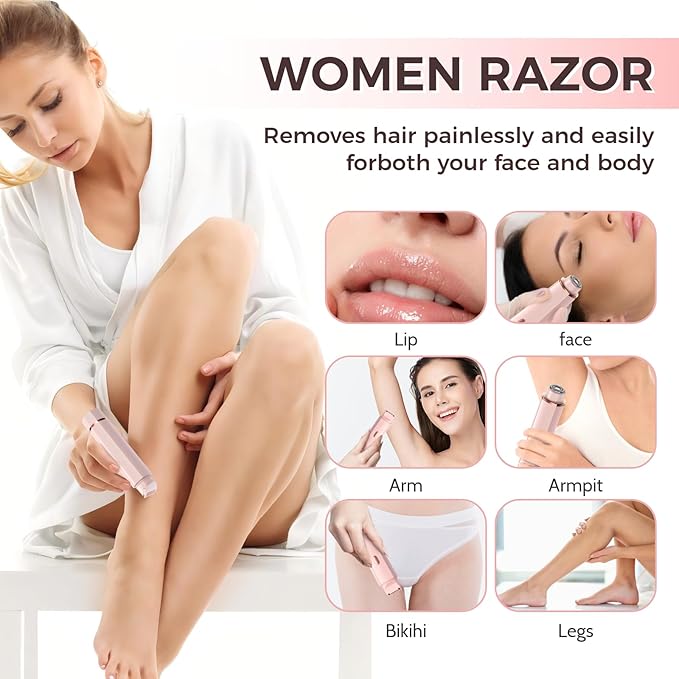 Bikini Trimmer for Women, 2 in 1 Electric Razors for Women, IPX7 Waterproof, USB Rechargeable Wet and Dry Shaver, Suitable for Hair Removal All Over The Body-VivaGrace Women