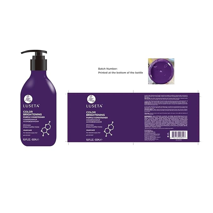 Luseta Purple Shampoo and Conditioner Set for Blonde, Gray - Color Treated Hair - Sulfate Free Paraben Free - Infused with Cocos Nucifera Oil for Curly and Damaged Hair - 2x16.9oz-VivaGrace Women