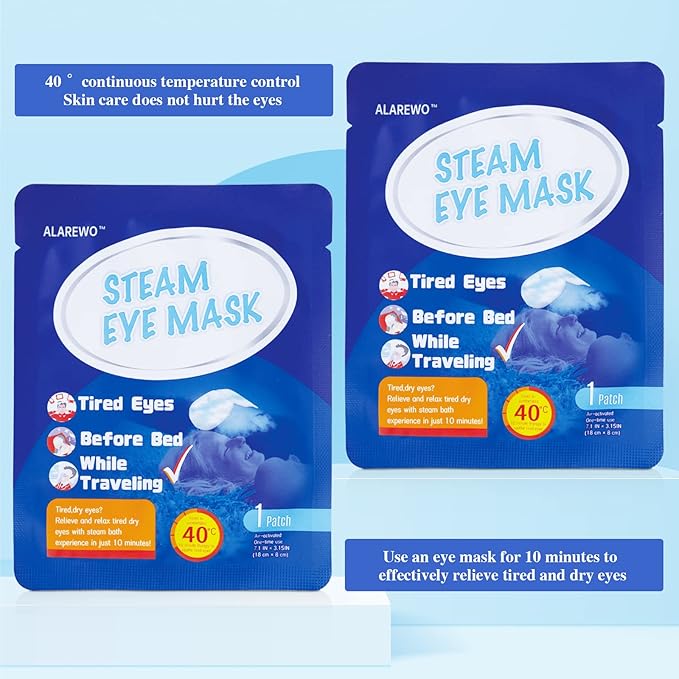 Steam Eye Mask for Dry Eyes 10-Pack SPA Warm Eye Compress Patented Self-Heating Core for Soothing Eye Fatigue, Dark Circle, Puffiness, Stress Relief (Unscented)-VivaGrace Women