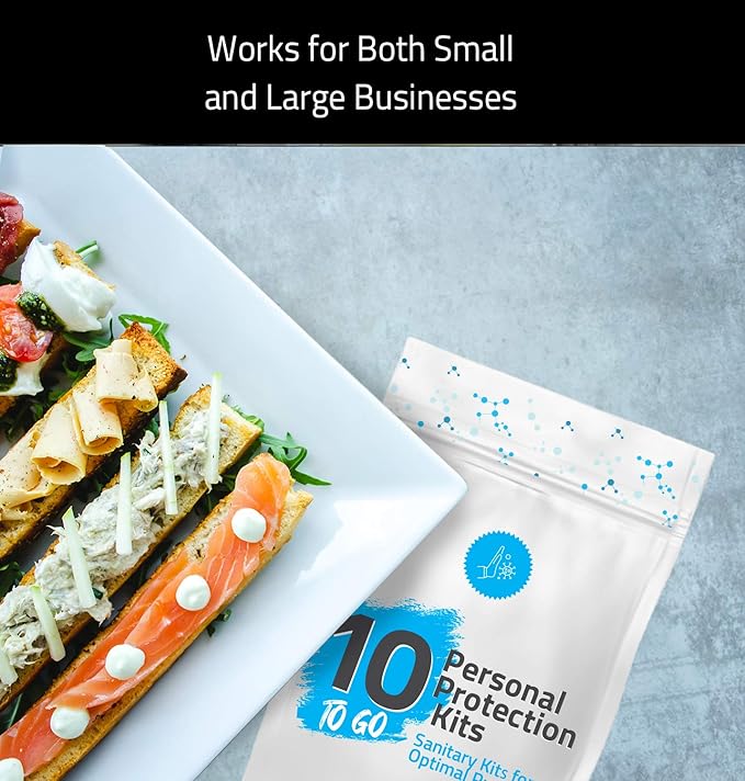 All-in-One Personal Protection Kits to GO - 10 Pack - With Plastic Gloves, Hand Cleansing Wipes, Disposable Face Mask-VivaGrace Women