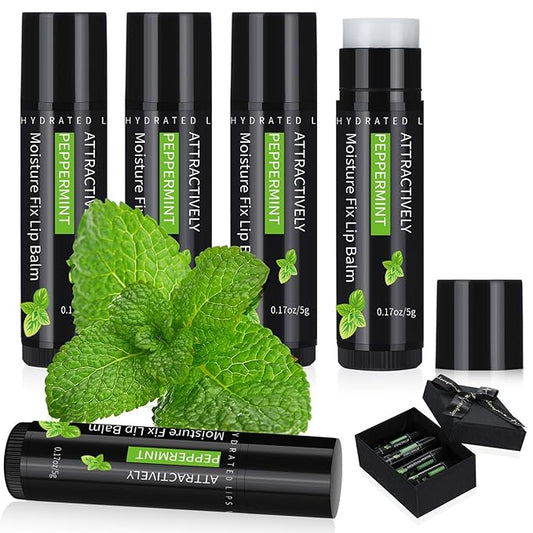 4 Pcs Lip Balm with Gift Box for Men Raffia Grass Organic Natural Beeswax Lip Balm for Father's Day Gifts Women Adults Teens Dry Chapped Lips Care Product-VivaGrace Women
