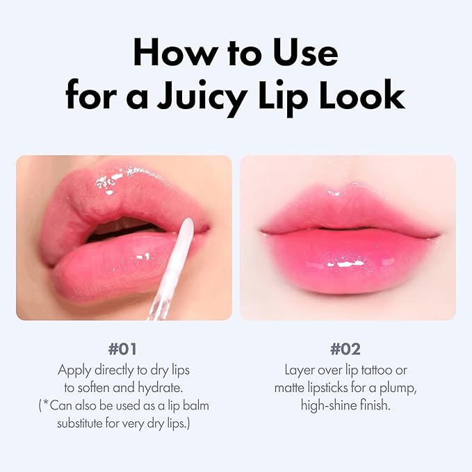 Rouge Star Glossy Lip Oil - Hydrating Lip Gloss - Non-Sticky Shine with Argan Oil & Vitamin - Deep Moisturization & Lip Softening 0.14 oz (Glossy Lip Oil)-VivaGrace Women