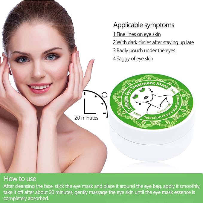 Collagen Under Eye Patches,Seaweed Eye Mask,Under Eye Pad For Dark Circles And Puffiness,Eye Gel Treatment Masks for Puffy Eyes,Under Eye Bags,Anti Wrinkle,Improve and Firm Eye Skin-VivaGrace Women