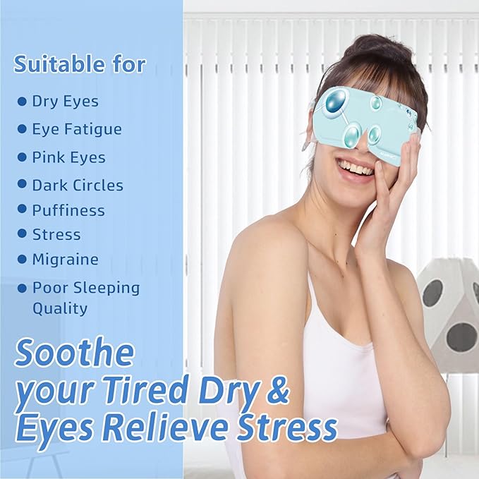 Steam Eye Mask Hyaluronic Acid Formula Self Heating Moist Eye Compress Disposable SPA Warm Eye Mask 5 Packs for Dry Eye, Eye Fatigue, Soothing Headache Travel Trouble Sleeping-VivaGrace Women