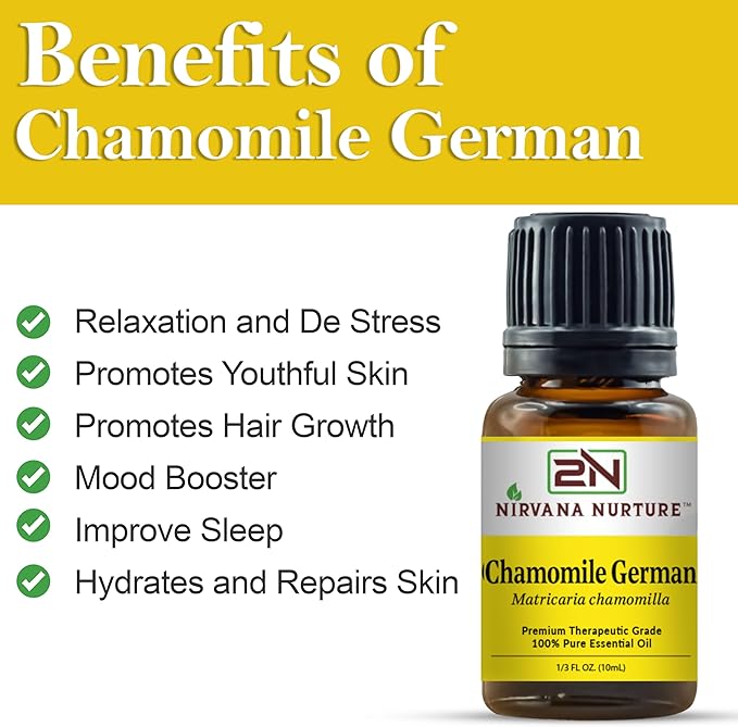 Chamomile German Essential Oil 100% Pure Premium Therapeutic Grade, Undiluted - Aromatherapy Diffuser for Calm and Relaxation, Skin Care, Hair Care-VivaGrace Women