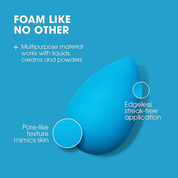 Beautyblender® | Topaz Sky Beauty Blender Makeup Sponge, Super-Soft Foam Easily Blends Foundations, Powders & Creams, Made in USA, Reusable, Washable, Streak Free Application, Vegan, Cruelty Free-VivaGrace Women