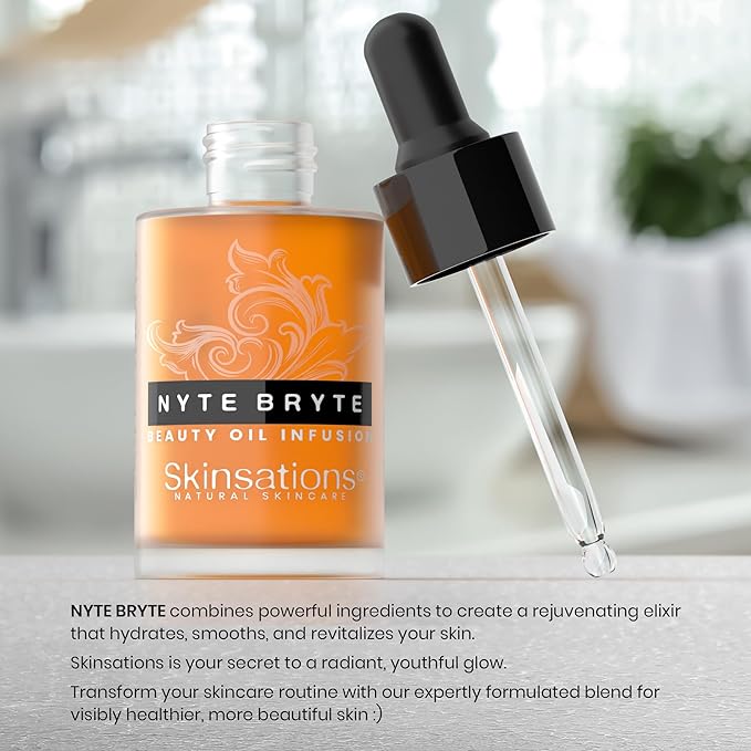Skinsations - Retinol Face Oil Infusion - NYTE BRYTE - Anti-Aging, Collagen Boosting, Antioxidant Protection, Skin Care - Retinol, Plum Kernel Oil, Sea Buckthorn, Wheat Germ Oil, Vitamin A, Vitamin E-VivaGrace Women