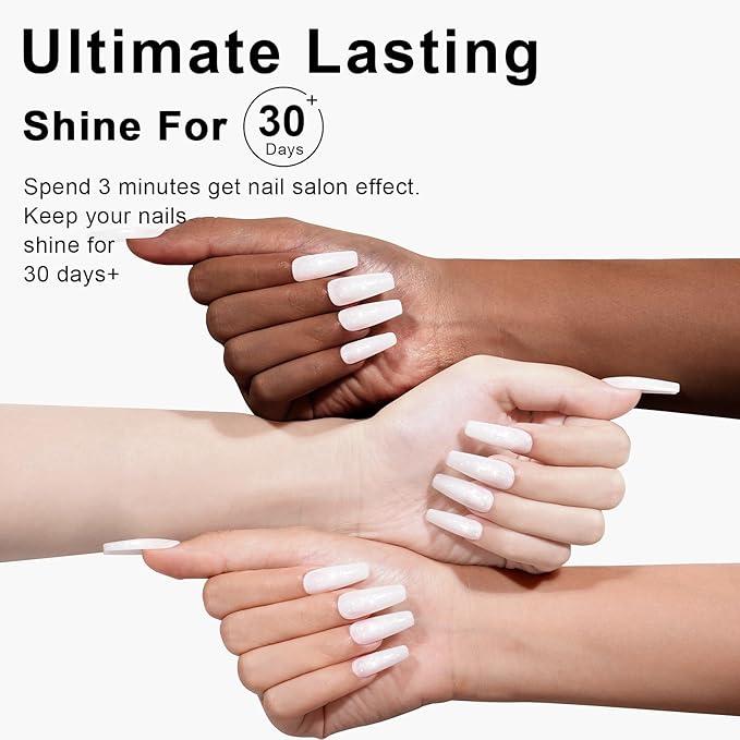 L'UGX Milky White Glitter Gel Nail Polish 15ML Neutral Sparkle Sheer Gel Polish U V Jelly Translucent Natural French Gel Nail Color for DIY Manicure at Home Salon Holiday Gifts for Women