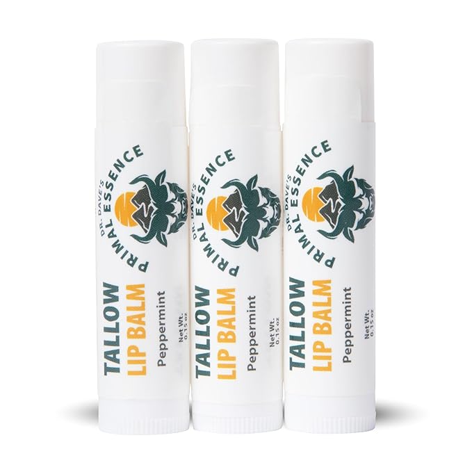 Moisturizing Tallow Lip Balm – Grass-Fed Beef Tallow with Organic Coconut Oil, Beeswax, and Vitamin E – Peppermint – Lip Balm Set – Travel Essential – 3-Pack-VivaGrace Women