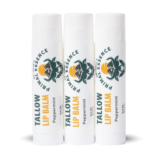 Moisturizing Tallow Lip Balm – Grass-Fed Beef Tallow with Organic Coconut Oil, Beeswax, and Vitamin E – Peppermint – Lip Balm Set – Travel Essential – 3-Pack-VivaGrace Women