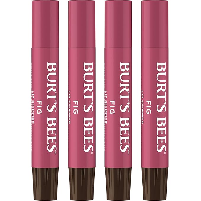 Burt's Bees Shimmer Lip Tint Set, Tinted Lip Balm Stick, Moisturizing for All Day Hydration with Natural Origin Glowy Pigmented Finish & Buildable Color, Fig (4-Pack)-VivaGrace Women