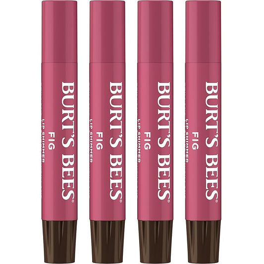 Burt's Bees Shimmer Lip Tint Set, Tinted Lip Balm Stick, Moisturizing for All Day Hydration with Natural Origin Glowy Pigmented Finish & Buildable Color, Fig (4-Pack)-VivaGrace Women