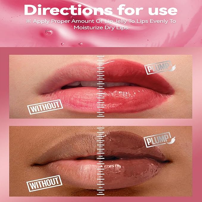 Lip Plumper Gloss 3 Colors Set, Spicy Natural Roll On Lip Plumping Oil and Pout Lip Plumper, Lifter Gloss, Enhancer for Fuller Booster Balm Moisturizing Hydrating & Nourishing Lip Glaze(A)-VivaGrace Women