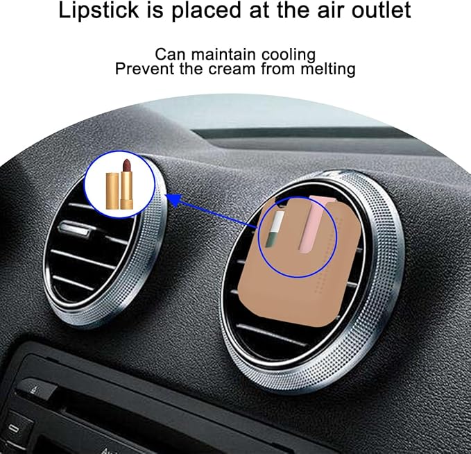 Holder for Car Air Vent, Upright Washable Lip Balm Protector for Women Girls, Auto Interior Space Saving Accessories, Universal for Vehicle, Truck and More（Brown）-VivaGrace Women