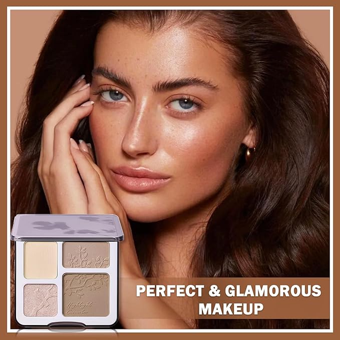 Contour Powder Highlighter Powder Contour Palette,2 In 1 Highlighter Contour Palette,Shimmer Powder Highlighter Matte Powder Contour Palette,Face Contorno Maquillaje-Warm Brown-VivaGrace Women
