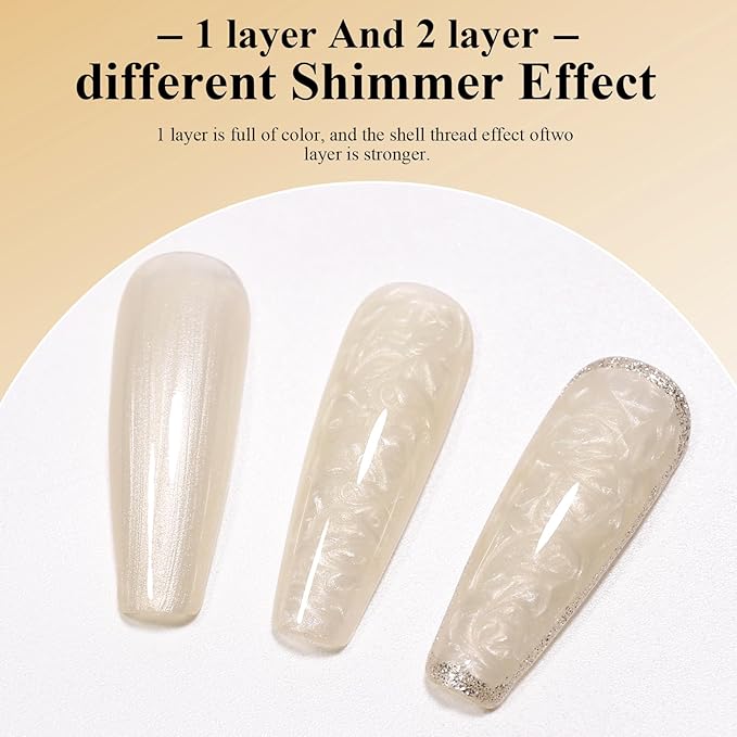 Imtiti Pearl Milky Gel Nail Polish, 15ml Light Creme Shimmer Glitter Soak Off LED Nail Gel Polish Nail Art Starter Manicure Salon DIY at Home 1 Pcs