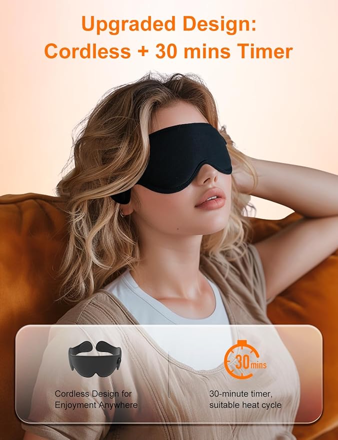 Heated Eye Mask, Cordless Heat Eye Compress for for Dry Eye Stye Relax Eye Strain, Portable Electric Warm Eye Mask for Blepharitis, Chalazion, Eye Fatigue or MGD-VivaGrace Women