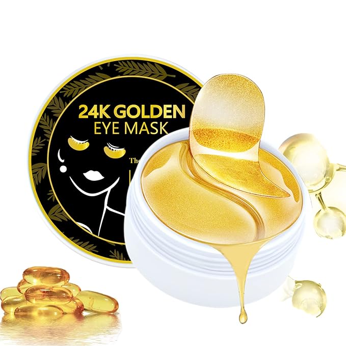 Under Eye Patches, 24K Gold Eye Mask, 60PCS Under Eye Mask, Collagen Gel Pads Patch Treatments for Lighten Wrinkles Puffy Eyes Dark Circles Anti-Aging Moisturizing, Fine Lines Eye Bags Women Men-VivaGrace Women