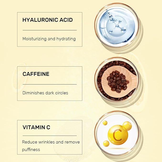 Vitamin C Eye Cream For Dark Circles, Under Eye Cream Anti Wrinkles For Reduce Puffiness And Bags Fine Lines, Wrinkles, Hydrating Eye Lifting Skin Care Anti Aging Eye Cream(0.7 FL.Oz)-VivaGrace Women