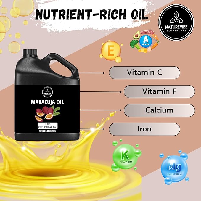 Naturevibe Botanicals Maracuja Oil 32 Ounces | 100% Pure and Natural | Great for Skin Care and Hair Care-VivaGrace Women