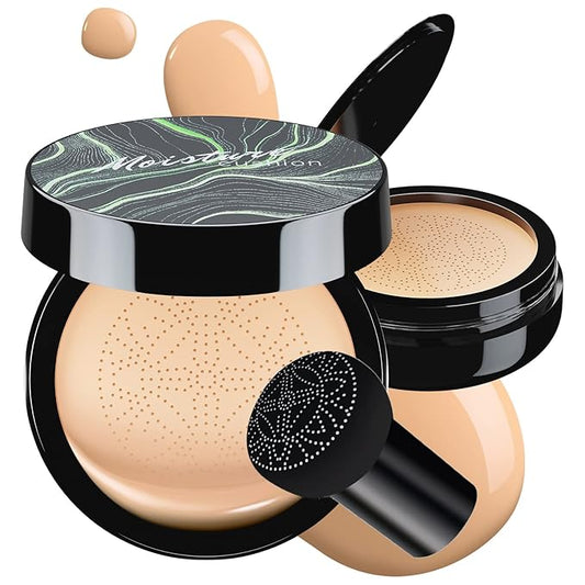 Mushroom Head Air Cushion CC Cream - BB Cream Foundation Makeup Moisturizing Concealer Long-Lasting, Cushion Foundation Full Coverage Self Adjusting for Mature Skin & All Skin Types (Natural)-VivaGrace Women