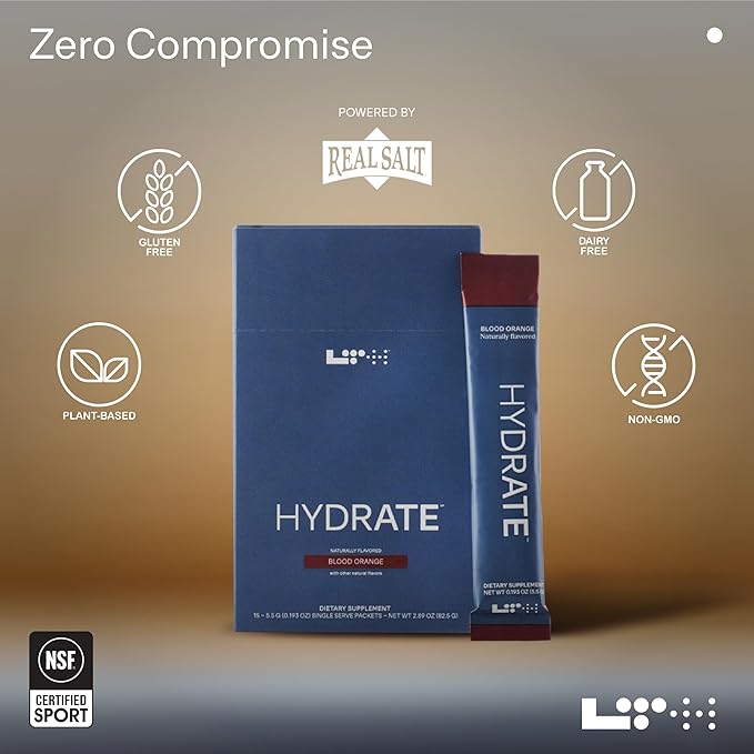 LTH Hydrate Hydration Mix - Trusted by Life Time Fitness Members - NSF Certified for Sport - Electrolyte Powder - Plant-Based, Non-GMO, Gluten Free - 15 Single-Serve Packets (Blood Orange) - 2- Pack-VivaGrace Women